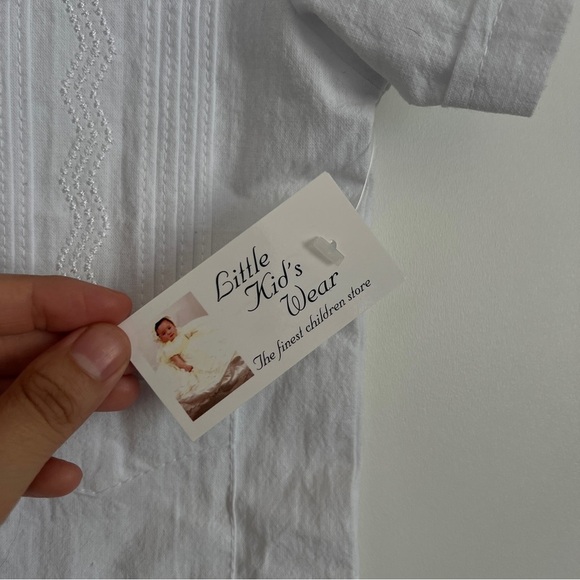 Little Kids Wear Cuban Guayabera Button Up Short Sleeve White Shirt Kids-NWT - Picture 4 of 9